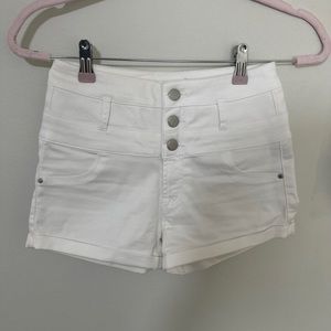 White high waisted jean shorts